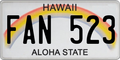 HI license plate FAN523