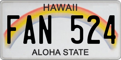 HI license plate FAN524
