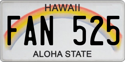 HI license plate FAN525