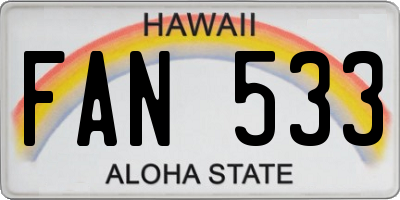 HI license plate FAN533