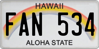 HI license plate FAN534