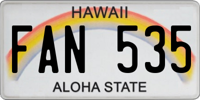 HI license plate FAN535