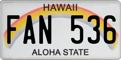 HI license plate FAN536