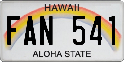 HI license plate FAN541