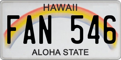 HI license plate FAN546