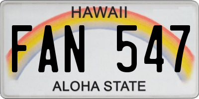 HI license plate FAN547