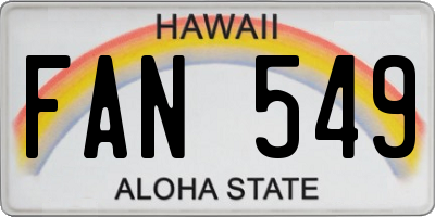 HI license plate FAN549