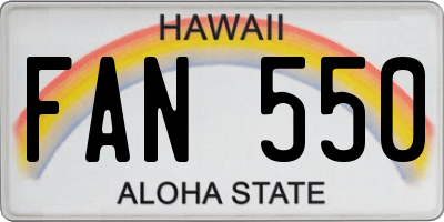 HI license plate FAN550