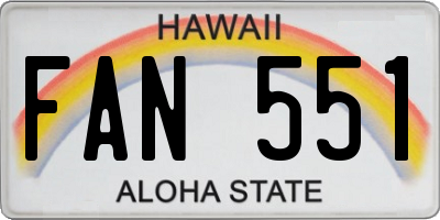 HI license plate FAN551