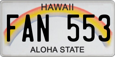 HI license plate FAN553