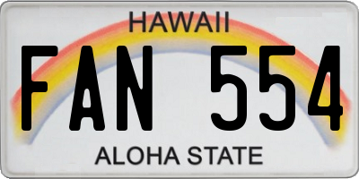 HI license plate FAN554