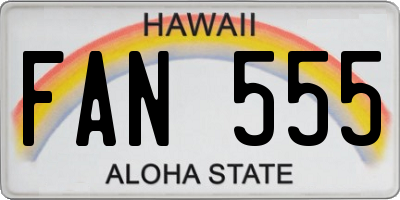 HI license plate FAN555
