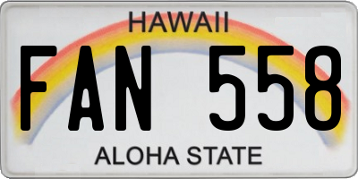 HI license plate FAN558