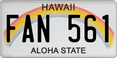 HI license plate FAN561