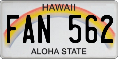 HI license plate FAN562