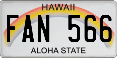 HI license plate FAN566