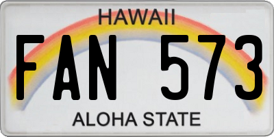 HI license plate FAN573