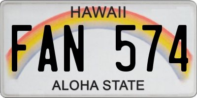 HI license plate FAN574
