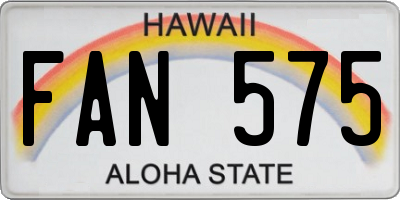 HI license plate FAN575