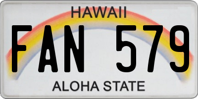 HI license plate FAN579