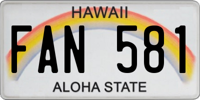 HI license plate FAN581