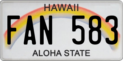 HI license plate FAN583