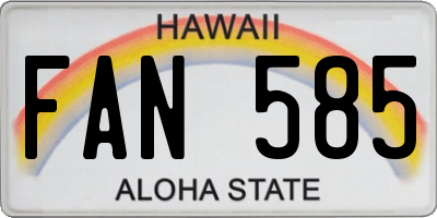 HI license plate FAN585