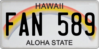 HI license plate FAN589