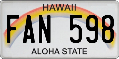 HI license plate FAN598