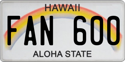 HI license plate FAN600