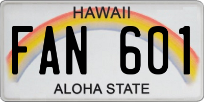 HI license plate FAN601