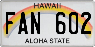 HI license plate FAN602