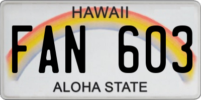 HI license plate FAN603