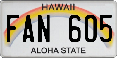 HI license plate FAN605