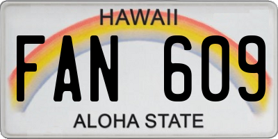 HI license plate FAN609