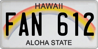HI license plate FAN612