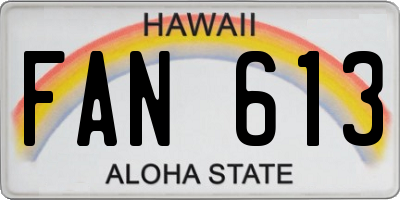 HI license plate FAN613