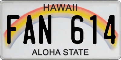 HI license plate FAN614