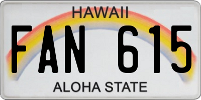 HI license plate FAN615