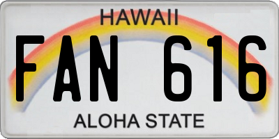 HI license plate FAN616