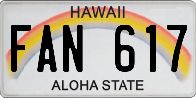 HI license plate FAN617