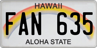 HI license plate FAN635
