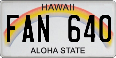 HI license plate FAN640