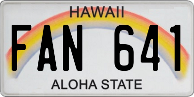 HI license plate FAN641