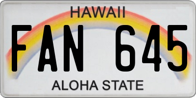 HI license plate FAN645
