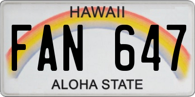 HI license plate FAN647