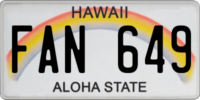 HI license plate FAN649