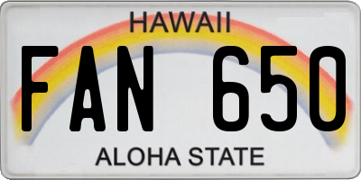 HI license plate FAN650