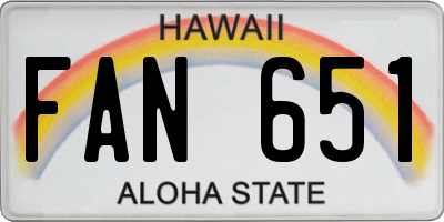 HI license plate FAN651