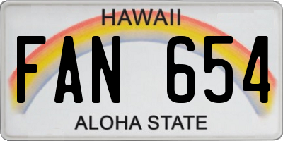 HI license plate FAN654
